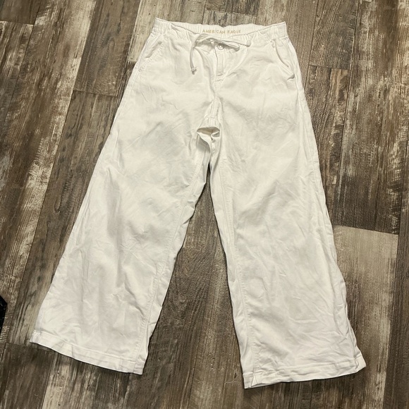 American Eagle Outfitters White Wide Leg Stretch Pants Size XS Short - Picture 1 of 12